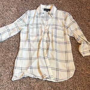 Elegant Cream and Black Plaid Women's Cardigan
